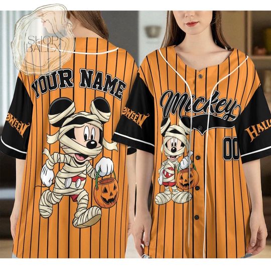 Discover Custom Mickey Halloween Baseball Jersey, Mummy Mickey Jersey Shirt
