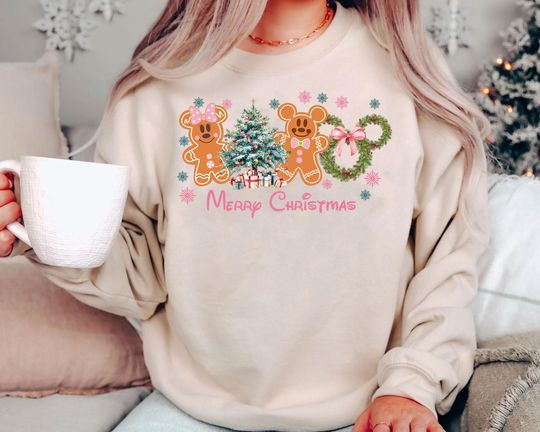 Discover Retro Mickey Minnie Gingerbread Christmas Sweatshirt | Vintage Disney Merry Xmas Tee | Family Matching Holiday Disney Outfit