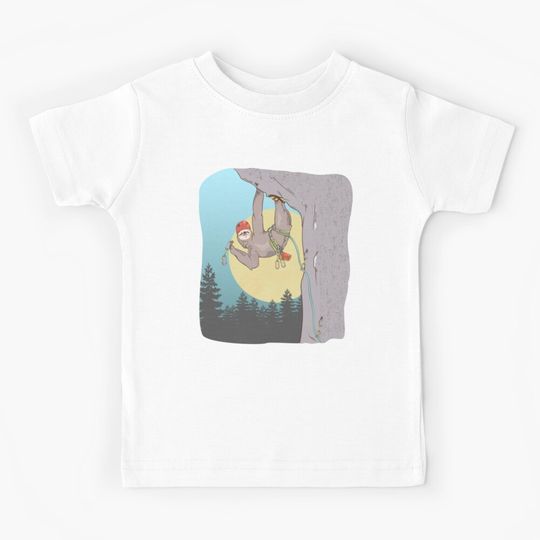 Discover Sloth rock climbing Kids T-Shirt