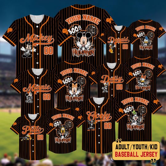 Discover Custom Mickey & Friends Halloween Baseball Team Jersey