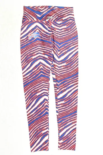 Majestic ZUBAZ Buffalo Bills Women's Leggings Small Red Blue Striped Stretch Football