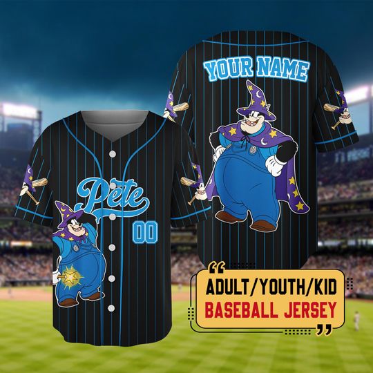 Discover Personalize Disney Pete Witch Baseball Jersey, Custom Disneyland Pete Halloween Jersey, Pete Birthday Baseball Jersey, Gift for Disney Fans