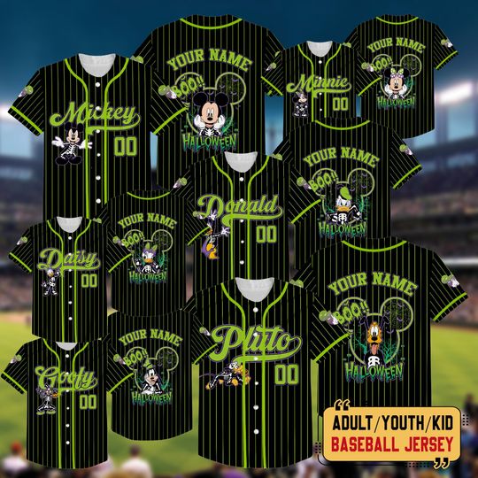 Discover Personalized Disney Mickey & Friends Halloween Baseball Jersey, Disney Trip Halloween Matching Jerseys, Disneyland Family Halloween Shirts
