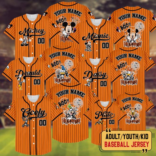 Discover Custom Mickey & Friends Baseball Team Jersey, Personalized Disney Mickey Halloween Cosplay Baseball Jersey, Halloween Family Shirt
