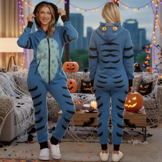 Tiger Costume Ear Hoodie Jumpsuit, Tiger Cosplay Jumpsuit, Halloween Tiger Cosplay Hoodie, Halloween Costume Gift, Gift For Halloween