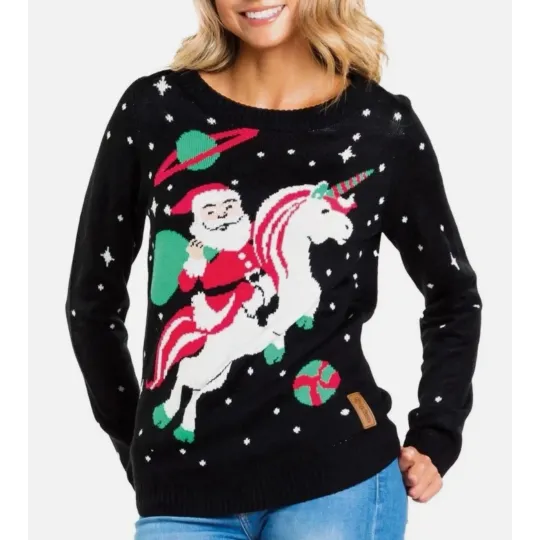 Discover Tipsy Elves Christmas Unicorn Santa Space Ugly Sweater Women's Sz M Holiday