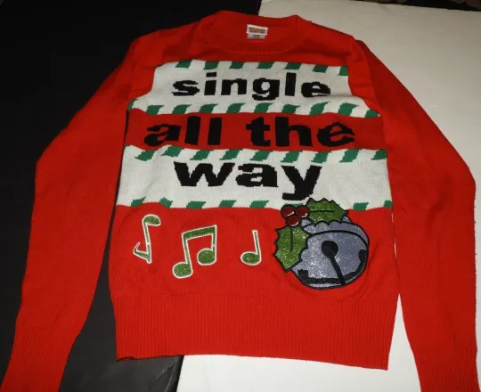 Discover Spencer Gifts Ugly Christmas Sweater Single All The Way Jingle Women's Small