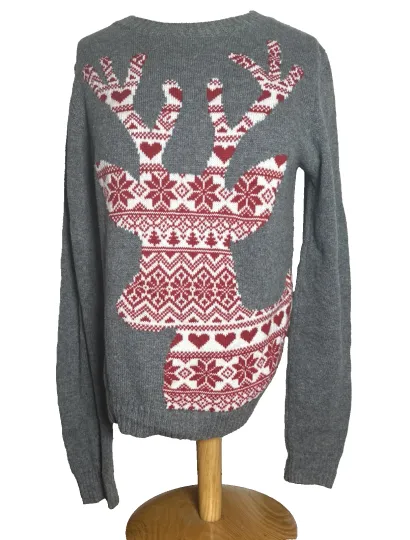 Discover Yes Lola Women’s Christmas Reindeer Pullover Crewneck Ugly Sweater Sz L Preowned