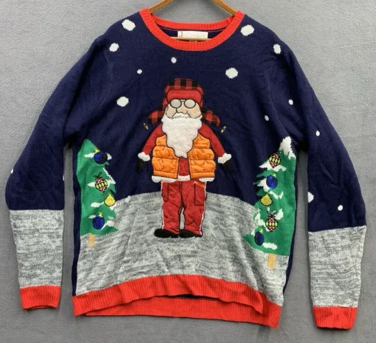 Discover Adorable Hippie Santa Jolly Sweaters "UGLY" Christmas Sweater Womens Sz LARGE