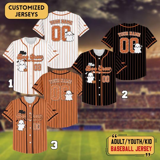 Discover Personalized The Boo Crew Matching Baseball Jersey, Funny Boo Halloween Shirt