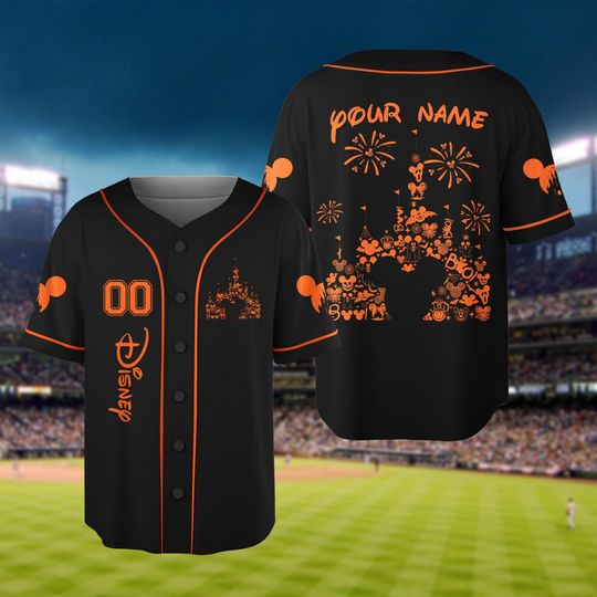 Discover Custom Disney Castle Shirt, Personalized Halloween Disneyland Trip Baseball Jersey