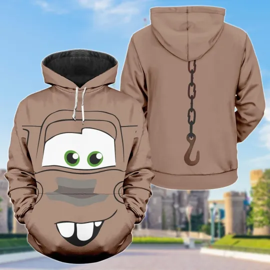 Discover Mater Face 3D Shirt, Cars Tow Truck Character Hoodie,