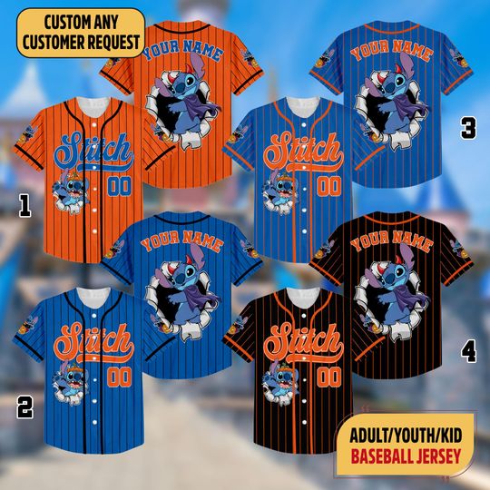 Discover Custom Stitch Halloween Baseball Jersey, Custom Kid Youth Adult Disney Baseball Jersey,