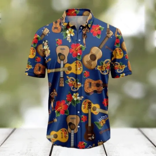 Discover Ukulele Hibiscus Tropical Hawaiian Shirt Gift For Men And Women