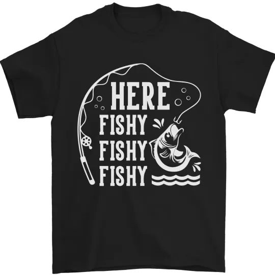 Discover Here Fishy Fishy Funny Fishing Fisherman Men's T-Shirt