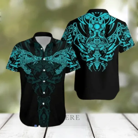 Discover Viking Wolf Turquoise Hawaiian Shirt For Men And Women