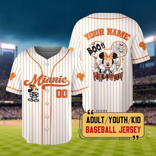 Discover Personalized Disney Minnie Halloween Cosplay Baseball Jersey