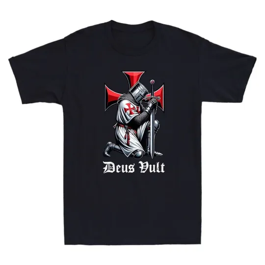 Discover Deus Vult Knight Templar Christian Warrior Crusader Cross Vintage Men's T-Shirt