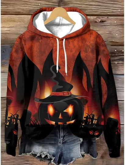 3D Pumpkin Hoodie – Halloween Jack O’Lantern Graphic Sweatshirt Streetwear