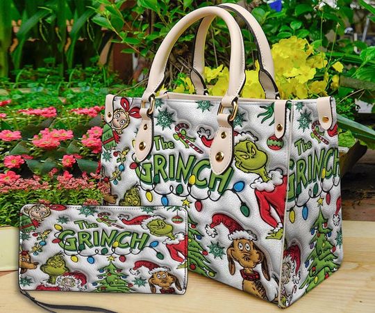 Discover Personalized funny character Christmas Leather Handbag, funny character Women Bags, funny character Lovers Handbag, Woman Handbag, Custom Leather Bag, Christmas Gifts