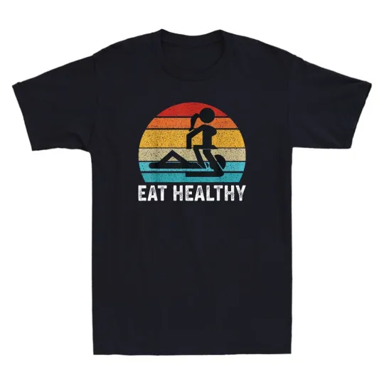Discover Eat Healthy Funny Rude Meme Slogan Retro Men's Short Sleeve T-Shirt