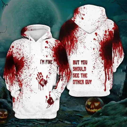 Discover hoodie 3d Halloween, For Men Women Full Print Blood funny Hoodies sz S-5XL