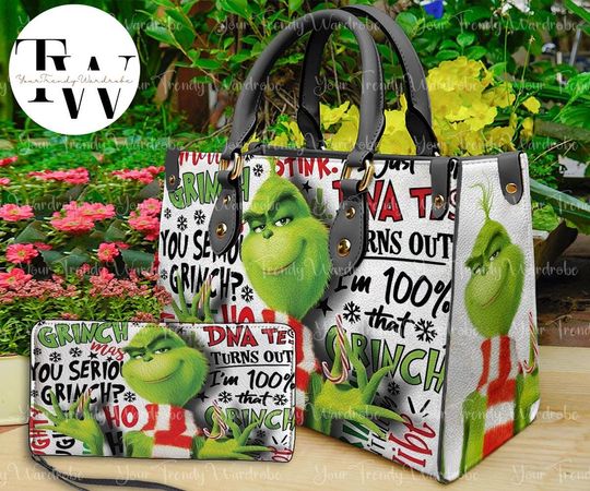 Discover Personalized funny character Christmas Leather Handbag, funny character Women Bags, funny character Lovers Handbag, Woman Handbag, Custom Leather Bag, Christmas Gifts