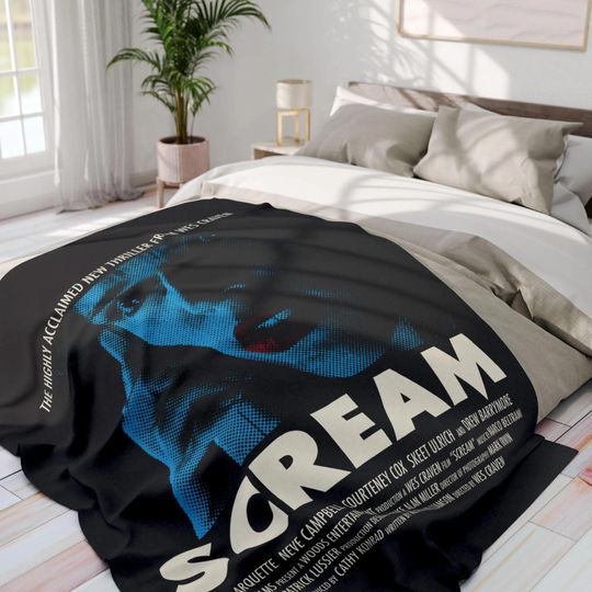 Discover Retro Scream Movie Fleece Blanket | Horror Movie Throw | Vintage Scream Movie Cozy Plush Blanket | Horror Home Decor | Scary Movie Night