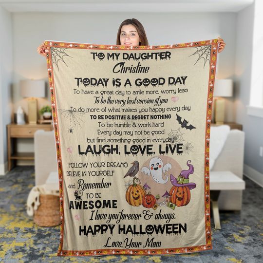 Discover Personalized Halloween Blanket: Spooky Pumpkin Daughter Gift