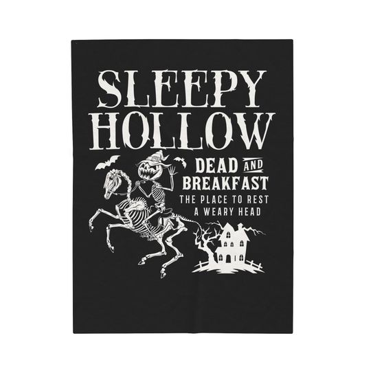 Discover Halloween Blanket, Fall Home Decor, Sleepy Hollow Bed and Breakfast Halloween Purple Velveteen Soft fleece Minky Plush Blanket