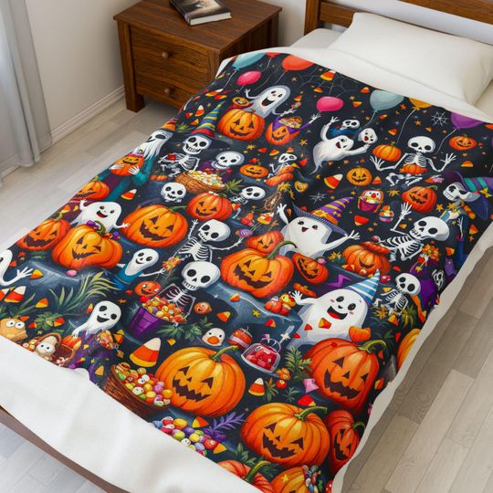 Discover Halloween Ghost & Pumpkin Plush Blanket: Spooky Fall Decor