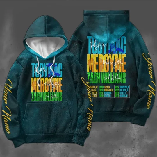 Discover Custom Name TobyMac MercyMe and Zach Williams Tour Music 3D Hoodie Kids
