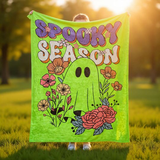 Discover Halloween Throw Blanket, Spooky Season Ghost Design Cozy Gift