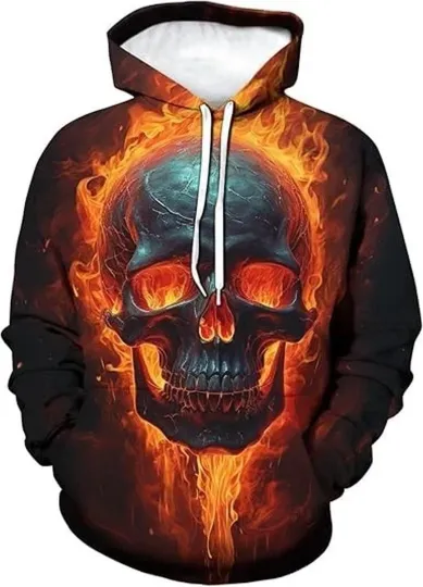 Discover Fire Skull Halloween Theme All Over Print 3D Hoodie