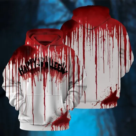 Blood Halloween 3D Theme Print Hoodie - All Over Print 3D Hoodie 5