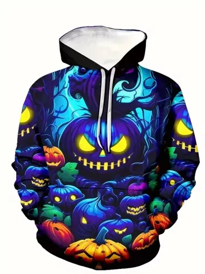 Discover Halloween Hoodie 3D Vampire Bat Graphic Pullover Sweatshirt Unisex Streetwear