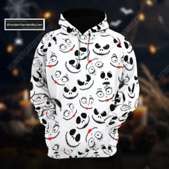 Halloween Jack And Sally Costume Hoodie, Jack And Sally 3D All Over Print Shirt