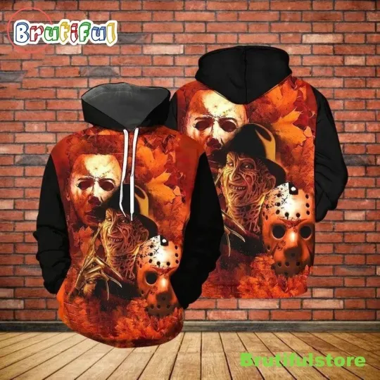 Discover Freddy Krueger Michael Myers Jason Voorhees Gift Hoodie 3D Printed
