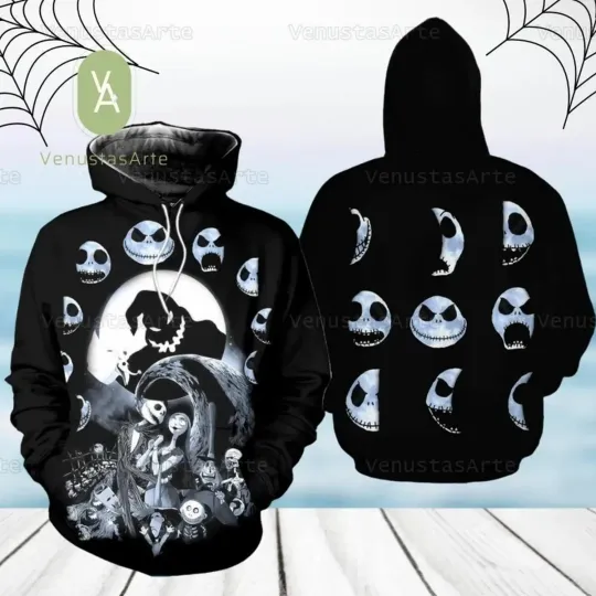 The Nightmare Before Christmast Jack Skellington Moon 3D HOODIE Best Price