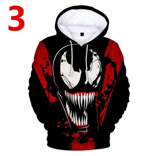 2018 Venom SpiderMan Hoodie 3D Print Pullover Sweatshirt Coat Superhero Costumes