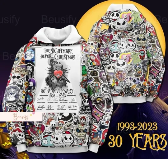 Nightmare Before Christmas Jack Skellington 3D HOODIE US Size All Over Print