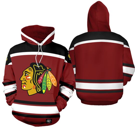 Chicago Hoodie For Hockey Lover, Sports Hoodie Gift Idea, Blackhawks Hockey Team Gift Unisex Hooded, Chicago Team Club Hockey