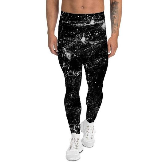 Men's Leggings, Men's Tights, Black Gray Leggings, Athletic Pants, Gym Legging