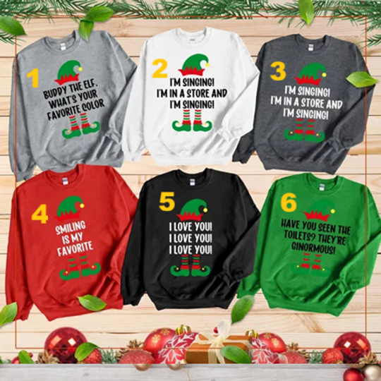 Custom Buddy The Elf Sweatshirt, Elf Shirt, Elf Movie Quote, Christmas Elf Movie Sweatshirt, Custom Family Christmas Shirt, Elf Sweater Gift