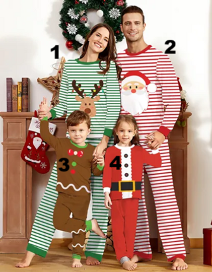 Family Squad Christmas Pajamas Set, Christmas Matching Long Sleeve Two Piece, Christmas Loungewear, Gingerbread, Santa, Reindeer Pajamas Set