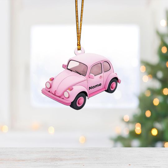 Discover Personalized Personalized Pink Car Ornament, Car Christmas Ornament, Car Lovers Ornament, Car Gift, Car Holiday Ornament Decor ID-1028-SZBA