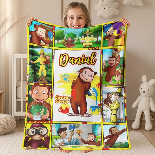 Curious George Blanket, Personalized Curious George Fleece Blanket