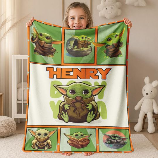 Discover Personalized Baby Yoda Blanket, Baby Yoda Bedding Set, Star Wars Baby Yoda Grogu Blanket, Baby Yoda Gifts, Birthday Gift BXHB23