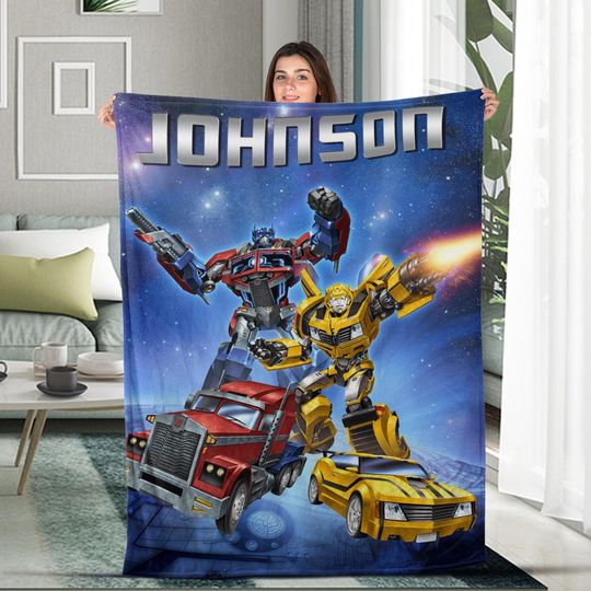 Custom Name Transformers Blanket, Baby Girl Boy Throw Blanket