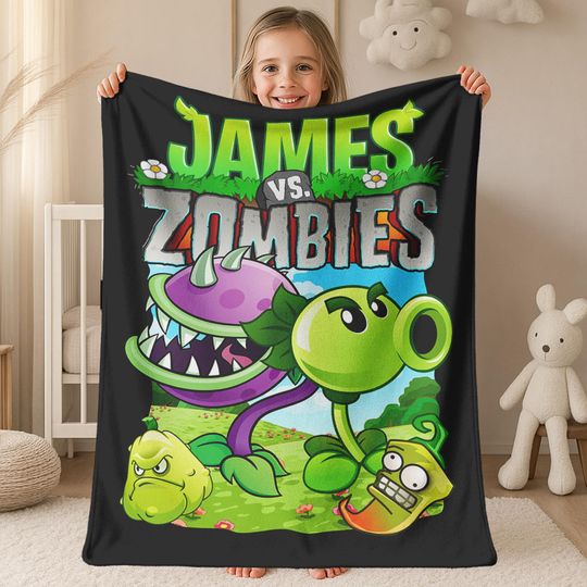 Personalized Plants And Zombies Blanket, Plants vs zombies birthday party